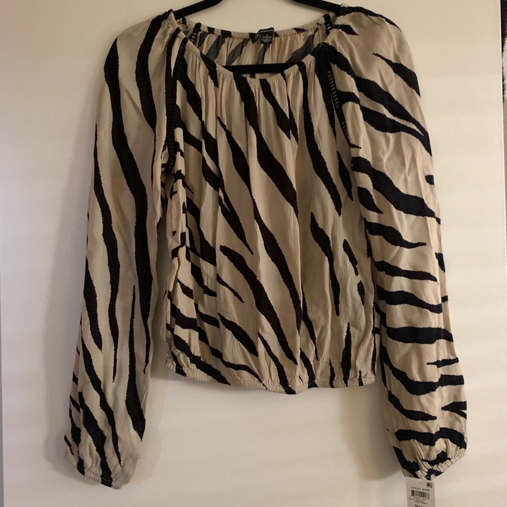 New INC Animal Print Peasant Top